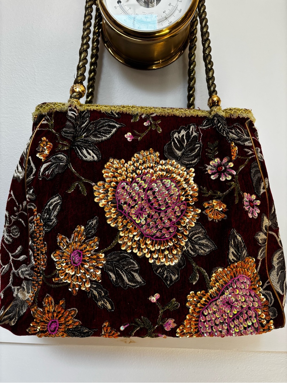 VINTAGE CARPET BAG 
ITALIAN STYLE
TAPESTRY HANDBAG - 1980s/ 90